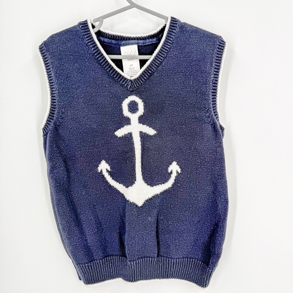 Gymboree Nautical Blue and White Knit Vest - Picture 1 of 3